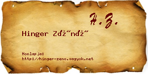 Hinger Zénó névjegykártya